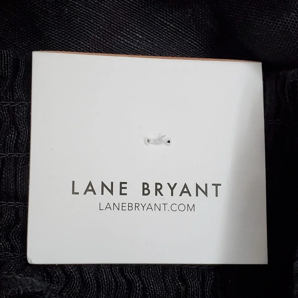 Lane Bryant Women Pants 22/24 Black Linen Wide Leg Baggy Coastal Beach NWT
